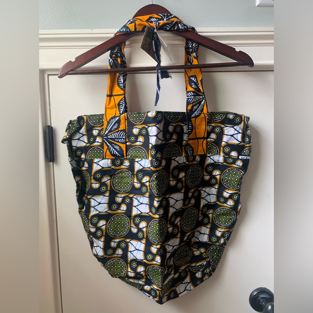 Anthropologie African Print Zippered Tote
